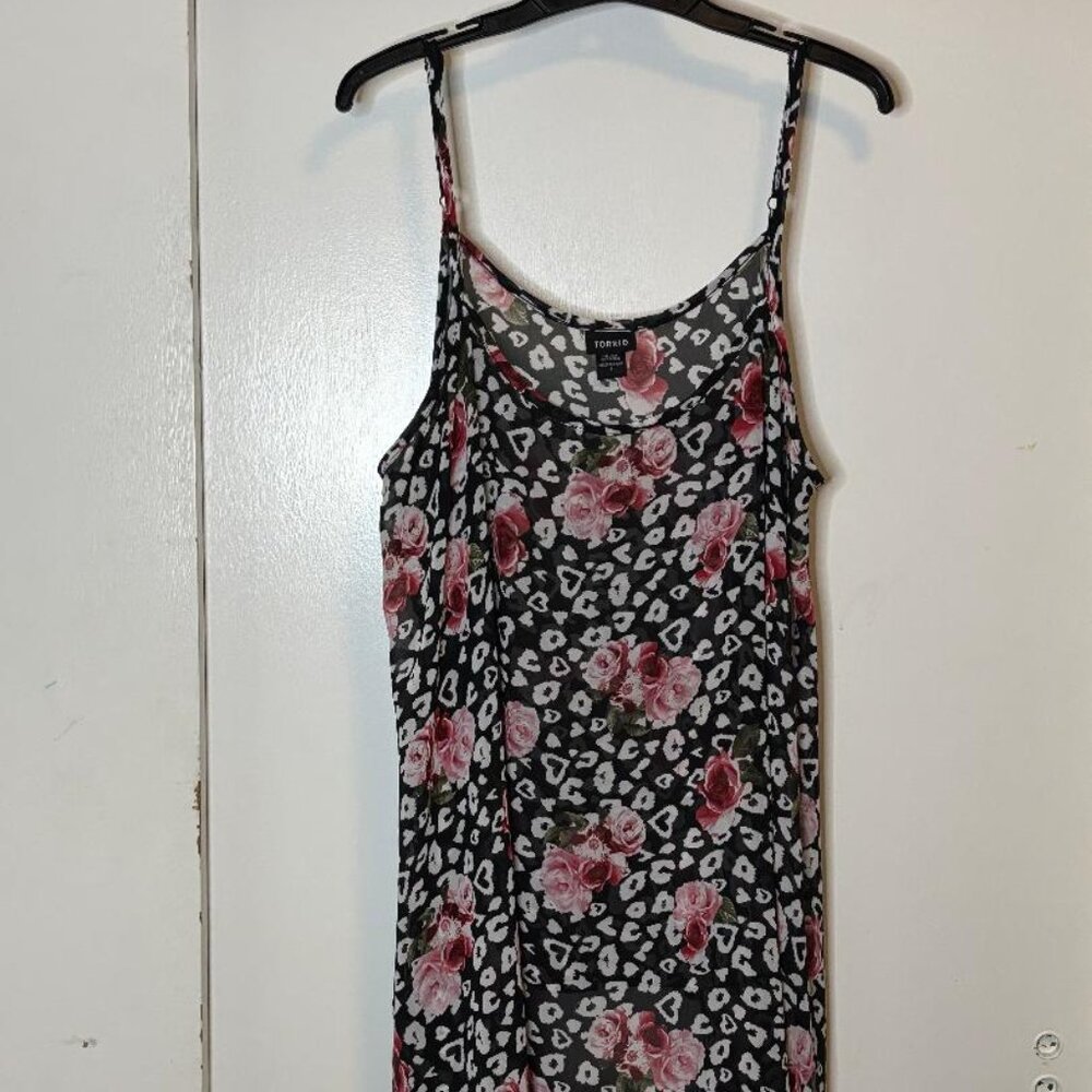Torrid Floral Chiffon SharkBite Tank Top